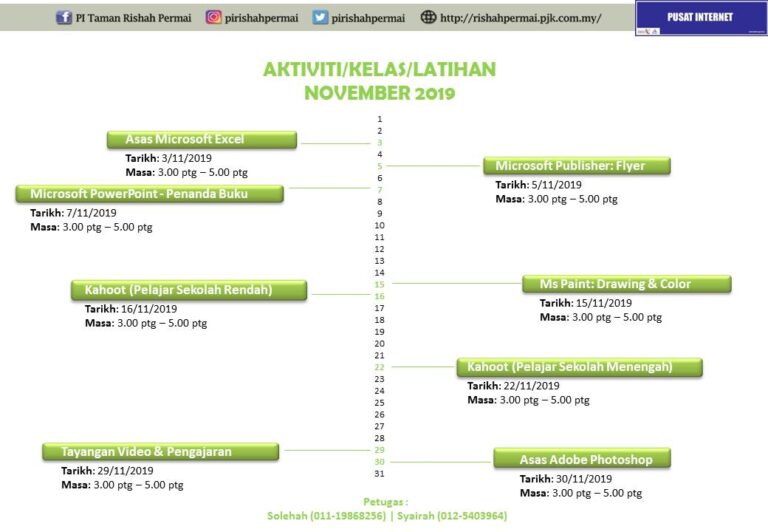 Jadual November 2019