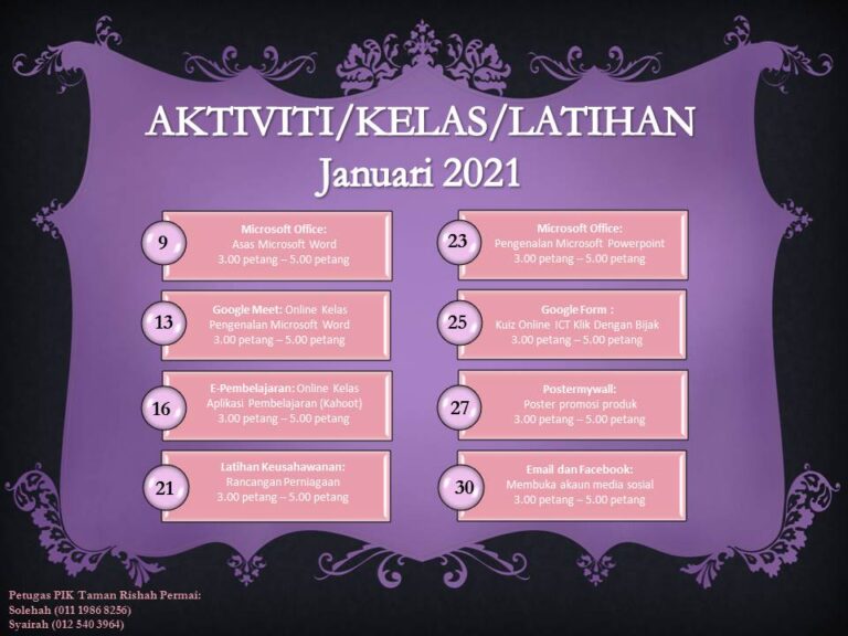 Jadual Januari 2021
