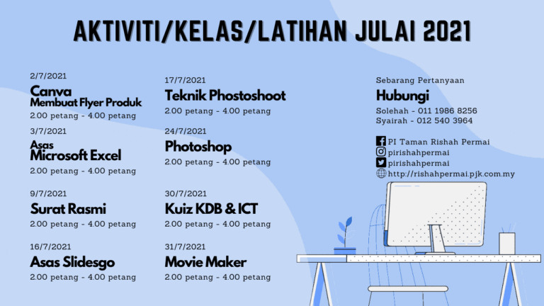 Jadual Julai 2021