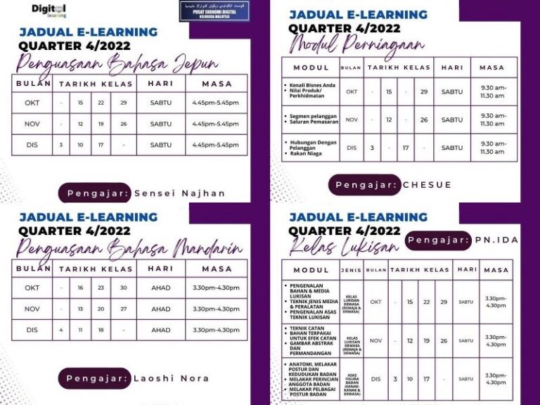 jadual elearning